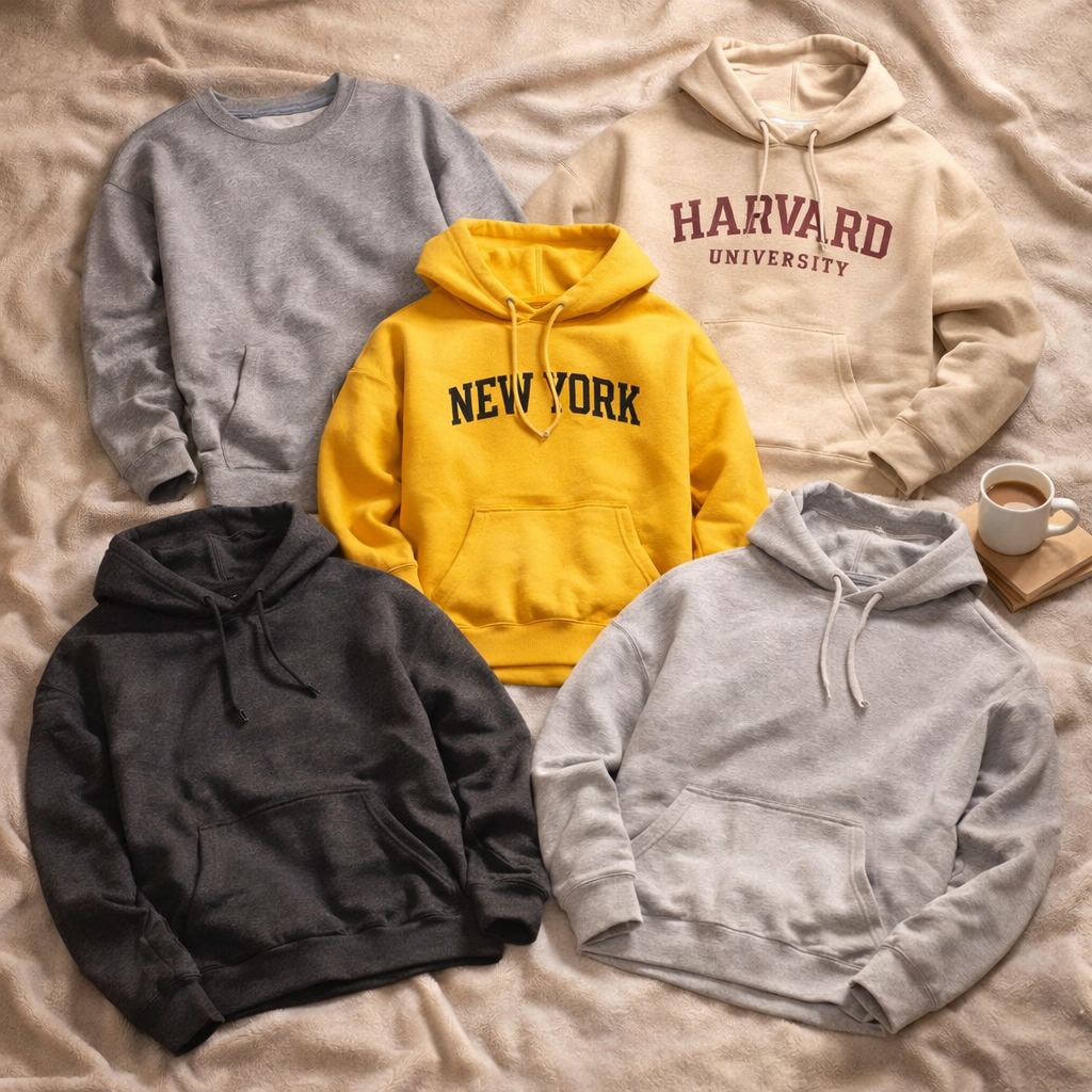 Cosy_hoodie_collection_on_beige_fabric
