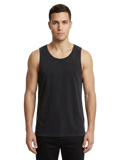Washed Cotton Tank Black front