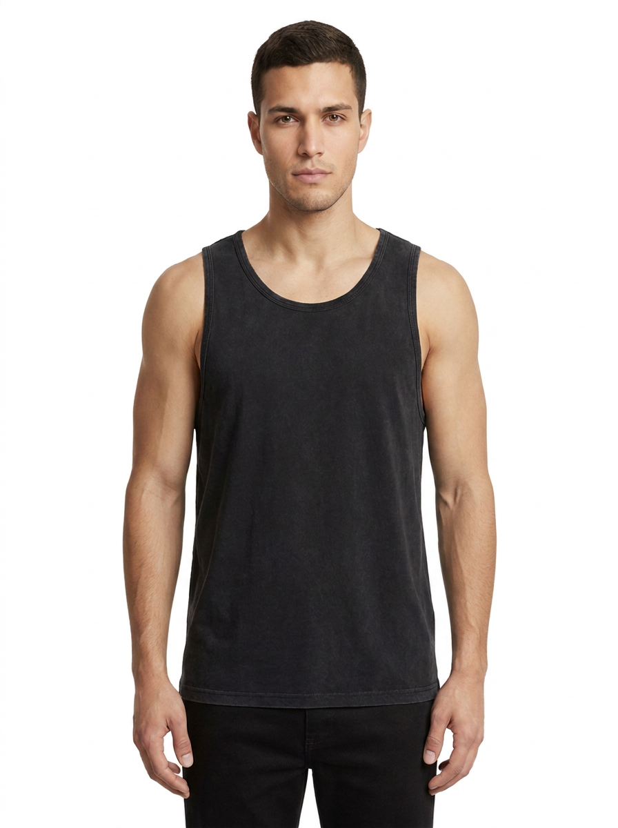 Washed Cotton Tank Black front