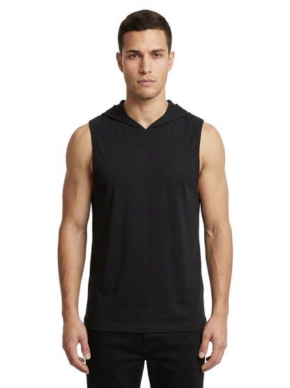 Hooded Tank Black front