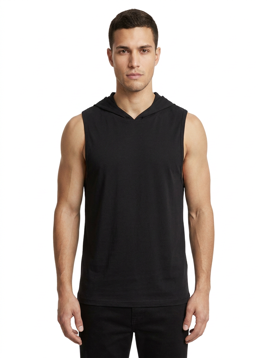 Hooded Tank Black front